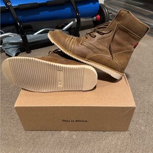 Stylish Oliberté Brown Leather Boots with Cream wedge Sole